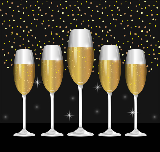 champagne glass to celebrate holiday event vector illustration - Vector, Image