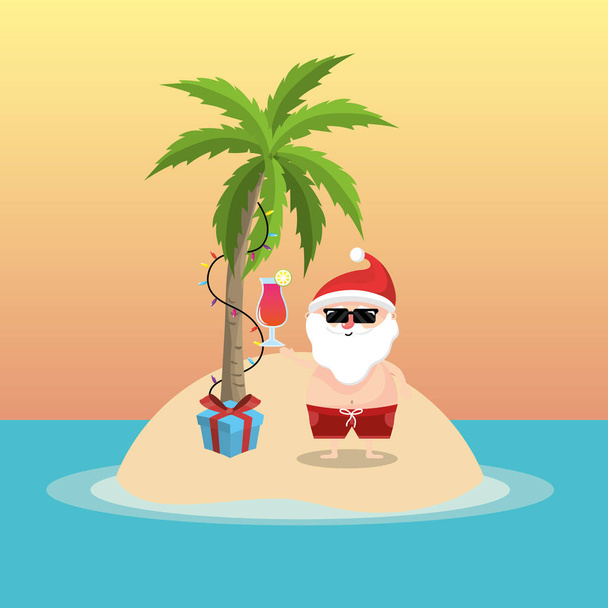 summer holiday vacation with santa claus vector illustration - ベクター画像