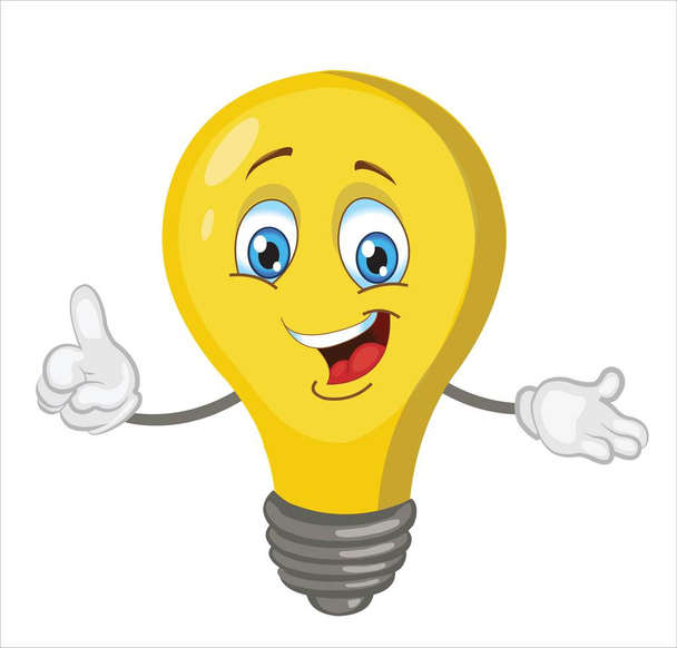 cute funny light bulb character.cartoon vector illustration. - Vector, Image