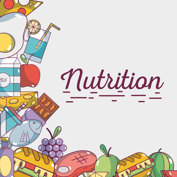 żywności nutricion naturalne składniki tło wektor ilustracja - Wektor, obraz