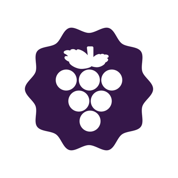 sticker delicious grape fruit icon, vector illustration design - Vector, Image