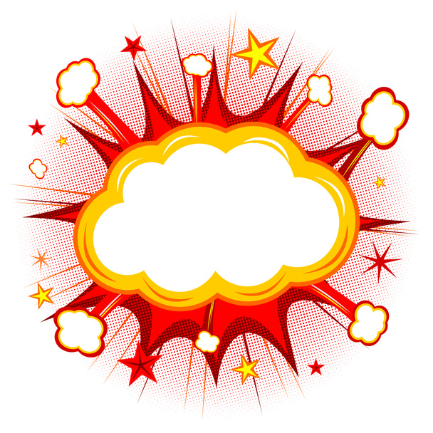 Ilustração em nuvem vazia - explosão vermelha, fundo branco
 - Foto, Imagem