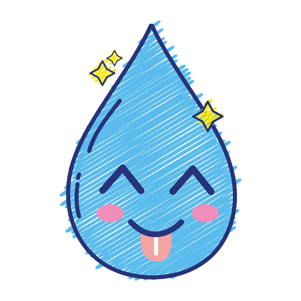 illustration vectorielle drôle drôle de goutte d'eau de kawaii
 - Vecteur, image