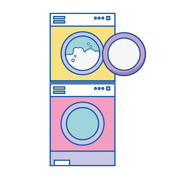 lavadora electrónica y secadora para limpiar la ilustración vectorial
 - Vector, Imagen