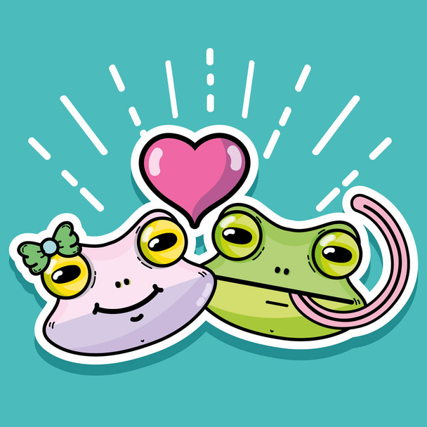cute frog couple animal design vector illustration - Vector, afbeelding