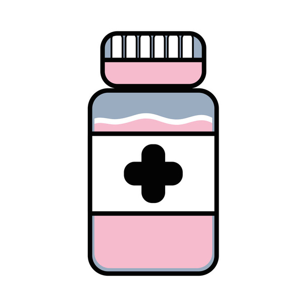 bottle pills treatment and healthy medication vector illustration - Vector, Image