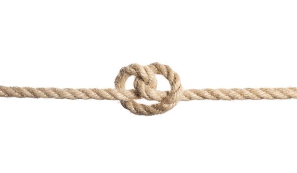 Rope with knot on white background. Simple design - Foto, Imagem