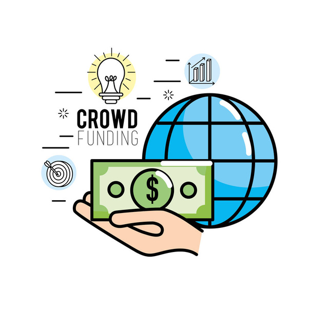crowdfunding strateji proje finans destek vektör çizim için - Vektör, Görsel
