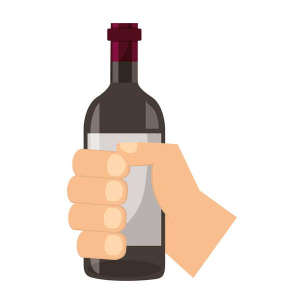 рука держа бутылку вина
 - Вектор,изображение