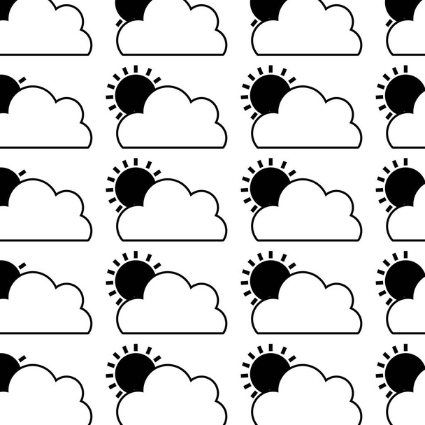 contour nice cloud with sun tropical weather background vector illustration - Vector, Image