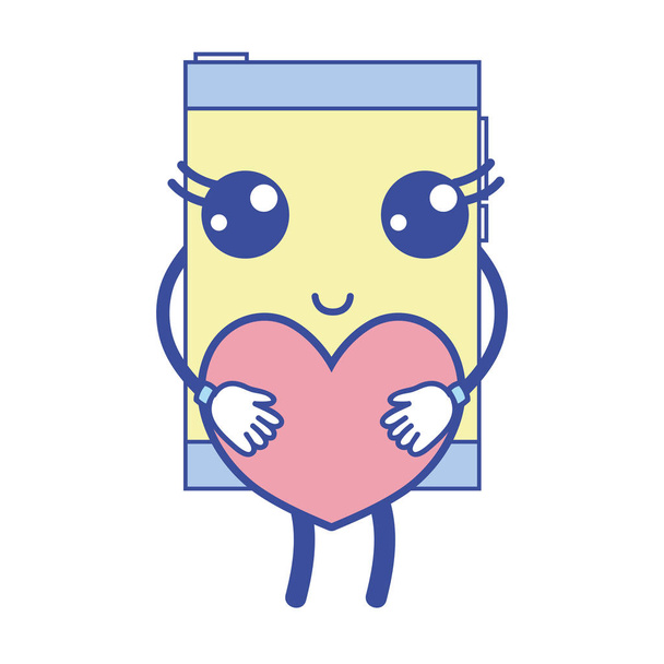 smartphone kawaii con corazón romántico en las manos vector ilustración
 - Vector, Imagen
