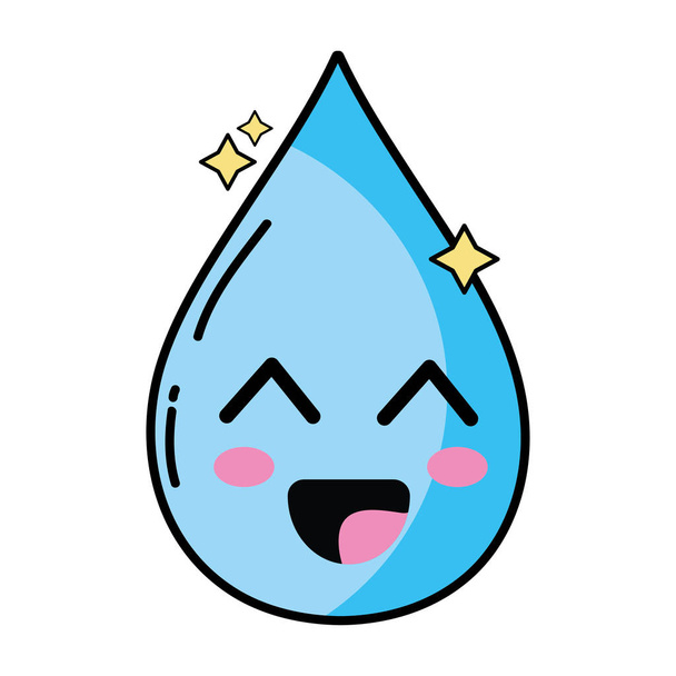 kawaii bonito feliz gota de água vetor ilustração
 - Vetor, Imagem