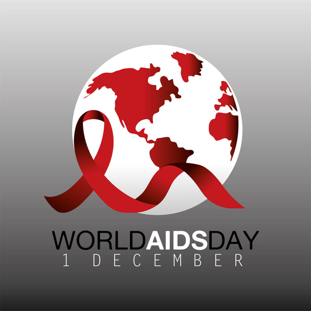 red ribbon to world aids day prevention vector illustration - Vector, Image