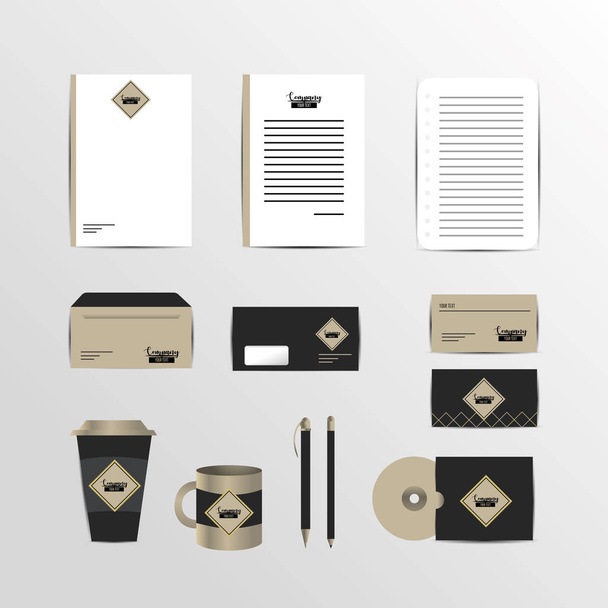 set company stationary template with business documents vector illustration - Vector, imagen