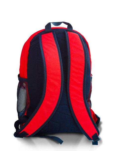 sac à dos rouge en dos noir isolé sur fond blanc. (Ceci a le chemin de coupure
 - Photo, image