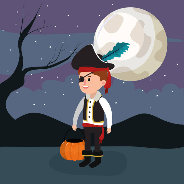 Boy with halloween costume,  cartoon vector illustration graphic design - Vector, Image