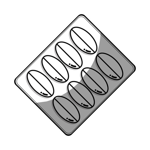 lijn pillen behandeling farmaceutische medicatie aan zorg lichaam vectorillustratie - Vector, afbeelding