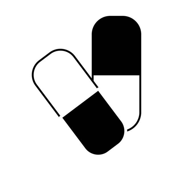 contour medical care pills treatment medicine, vector illustration - Vector, Image