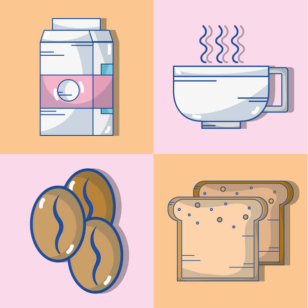 instellen van heerlijke koffie met differents smaak vectorillustratie - Vector, afbeelding