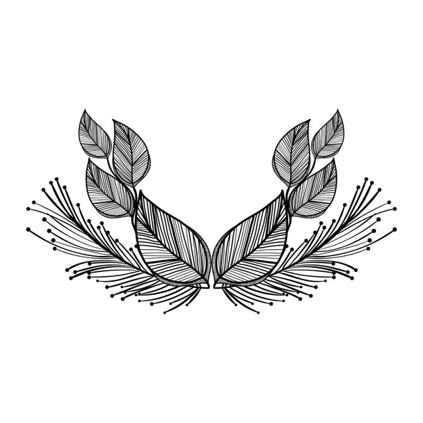 деревенские листья с декором перьев, векторная иллюстрация
 - Вектор,изображение