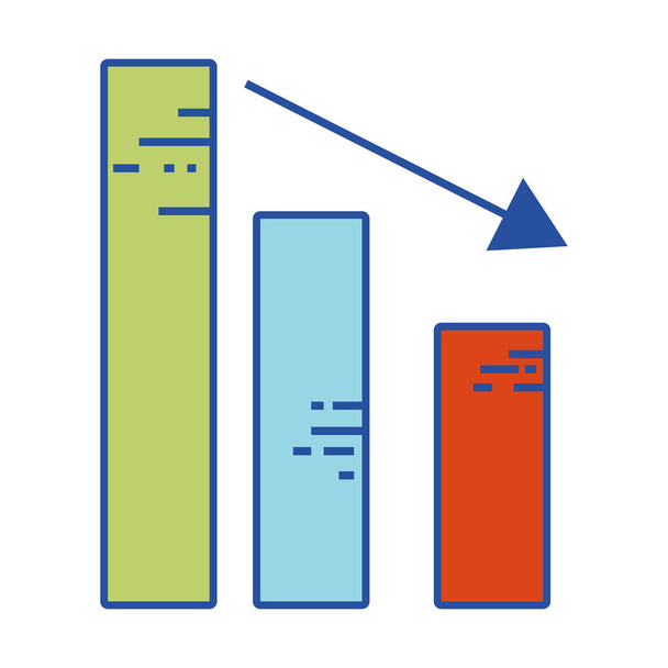 barra estadística con flecha hacia abajo a la ilustración del vector de la empresa de negocios
 - Vector, imagen