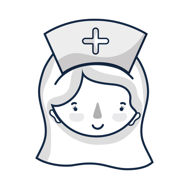 επαγγελματίας νοσοκόμα πρόσωπο με καπέλο στο κεφάλι διανυσματικά εικονογράφηση - Διάνυσμα, εικόνα