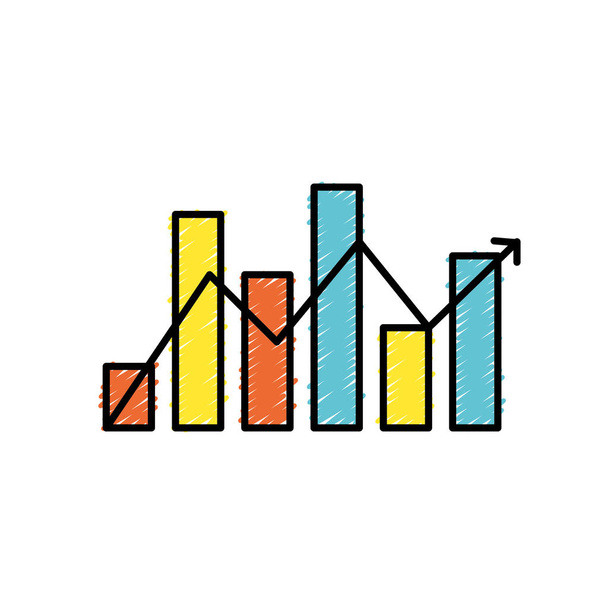 成長ベクトル図の矢印で統計情報バーの図 - ベクター画像