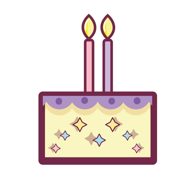 delicious cake happy birthday celebration, vector illustration - Vector, imagen