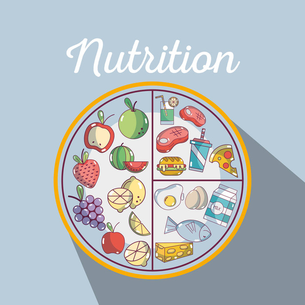 alimentation saine à nutrition fitness ingrédients illustration vectorielle
 - Vecteur, image