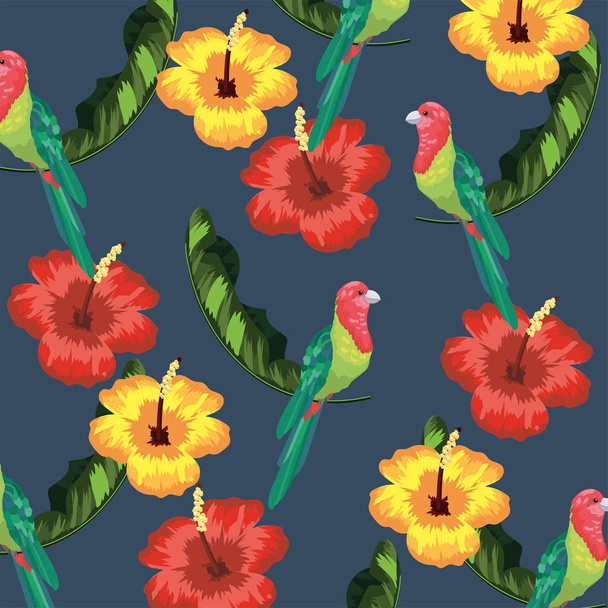 a virágok és a természet a madarak hagy háttér vektor illusztráció - Vektor, kép
