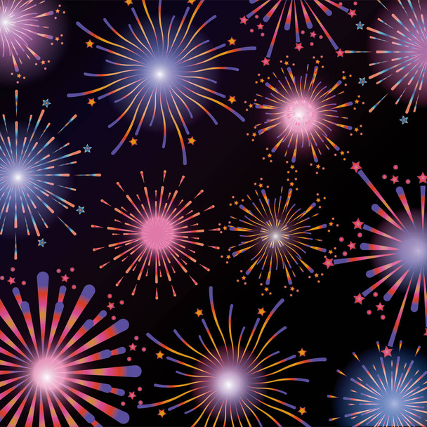休日のベクトル図の花火の夜のお祝い爆発 - ベクター画像