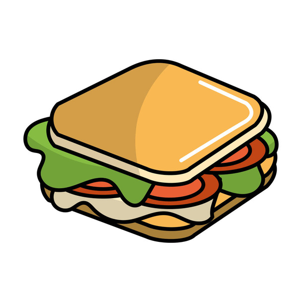 сэндвич с фаст-фудом, дизайн векторной иллюстрации
 - Вектор,изображение