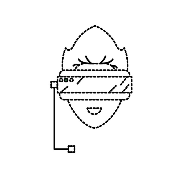 forme pointillée visage de garçon avec des lunettes 3D à l'expérience dimension vectorielle illustration
 - Vecteur, image