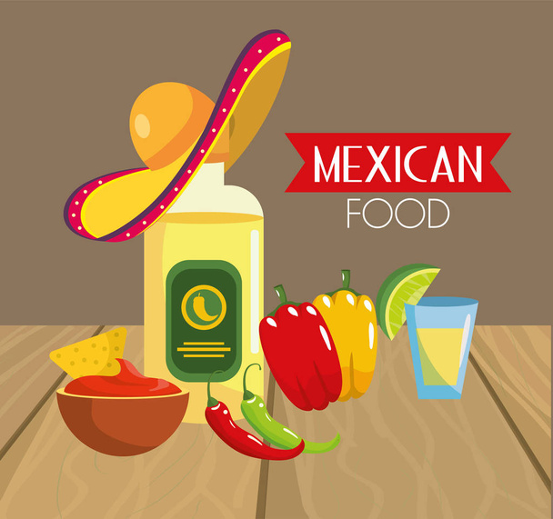 Şili Biber vektör çizim ile geleneksel Meksika yemeği - Vektör, Görsel