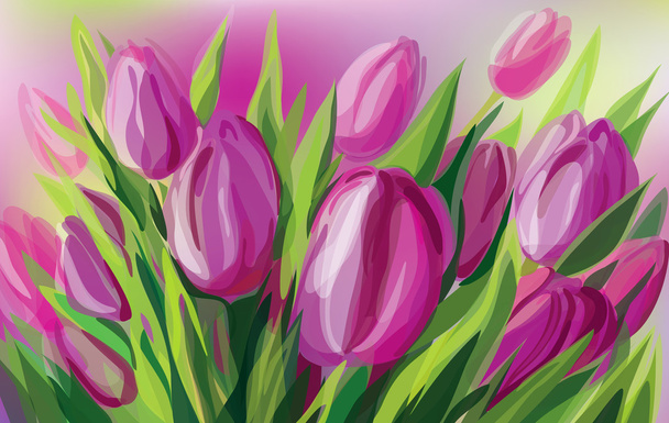 Vector of pink tulips. - Vetor, Imagem