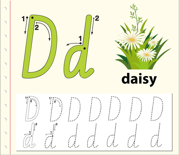 Letra D traçando planilhas alfabeto ilustração
 - Vetor, Imagem