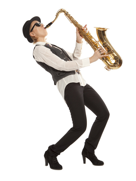 Woman Saxophonist - Фото, изображение