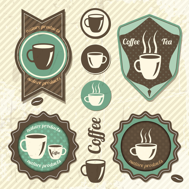 Набор старинной марки "Ретро-кофе"
 - Вектор,изображение