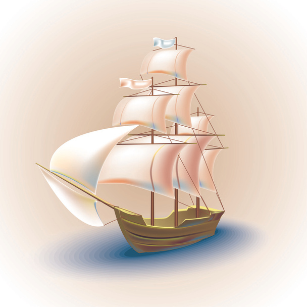 Old ship with sails. Vector illustration. - Vector, Image