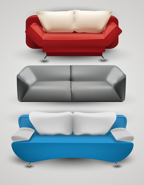 Σύνολο διανυσματικών πολύχρωμων καναπέδων - Διάνυσμα, εικόνα