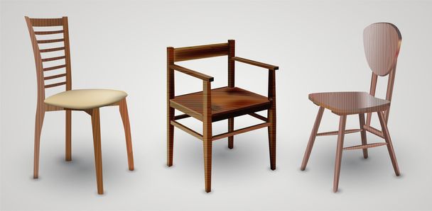 Krzesło drewniane zestaw ilustracji wektorowych  - Wektor, obraz