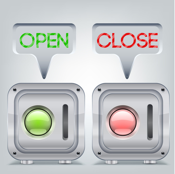Botões em estado fechado aberto
 - Vetor, Imagem