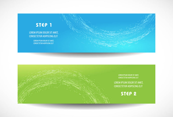 Set of blue-green horizontal banners. Place for your text  - Vettoriali, immagini