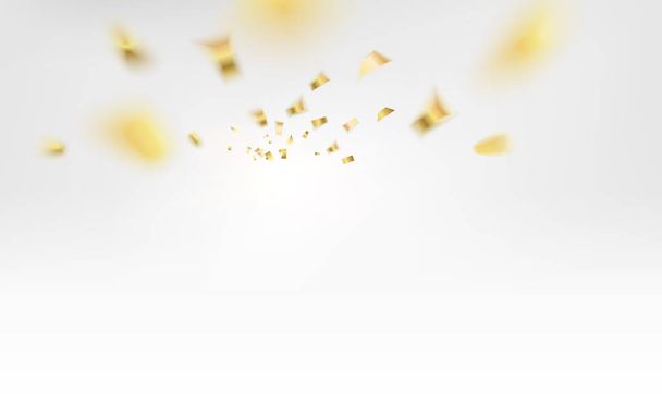 Golden confetti falls isolated over gray background. - Vector, Image