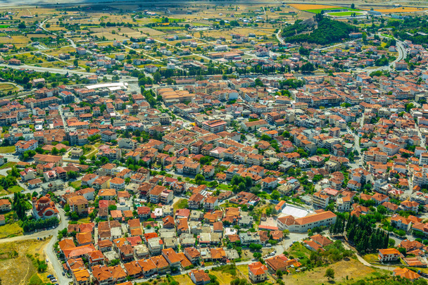 Aerial view of Kalambaka village in Greec - Zdjęcie, obraz