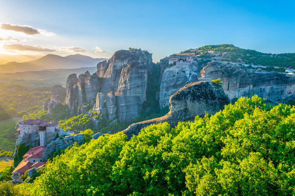 Sunset over Meteora in Greec - Photo, Image