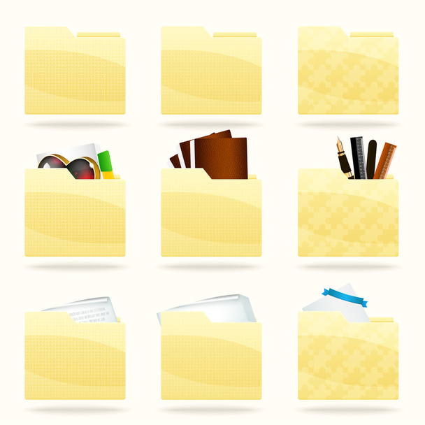 Vector folder icons set - Wektor, obraz