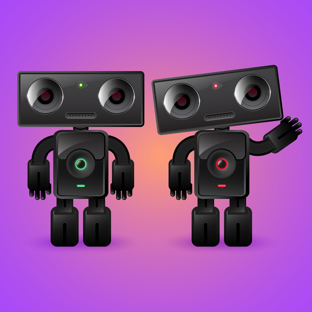 2 台のロボット。男と女. - ベクター画像
