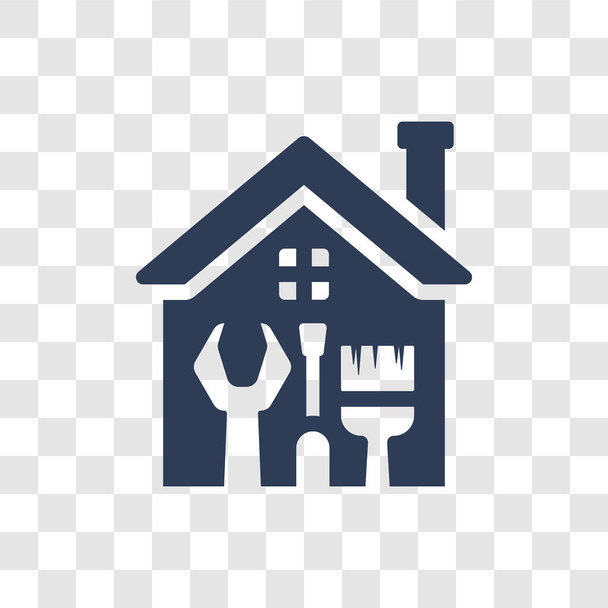 значок ремонту будинку. Концепція логотипу модного ремонту будинку на прозорому тлі з колекції Construction
 - Вектор, зображення