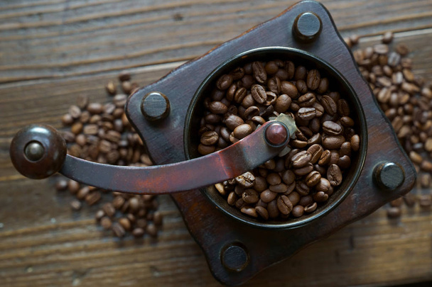 coffee beans and coffee mill - 写真・画像